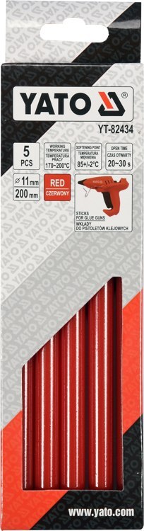 WKŁADY KLEJOWE 11,2X200MM 5SZT CZERWONE YATO WKŁADY KLEJOWE 11,2X200MM 5SZT CZERWONE YATO