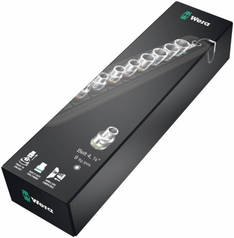 ZESTAW KLUCZY NASADOWYCH ZYKLOP 1/4'' 9 CZĘŚCI – WERA BELT A4 ZESTAW KLUCZY NASADOWYCH ZYKLOP 1/4'' 9 CZĘŚCI – WERA BELT A4