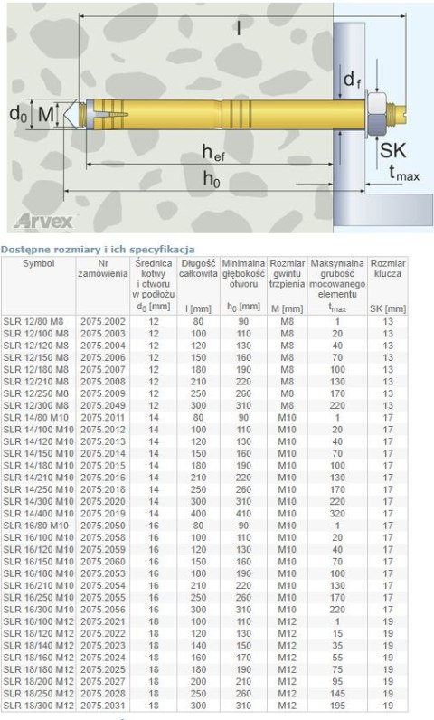 KOŁEK STALOWY 16*80/M10 2075.2050 ARVEX KOŁEK STALOWY 16*80/M10 2075.2050 ARVEX