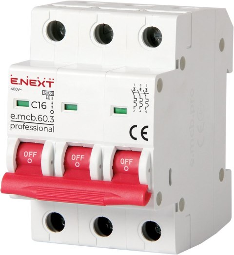 WYŁĄCZNIK NADPRĄDOWY MCB.PRO60 3P C16A 6KA ENEXT