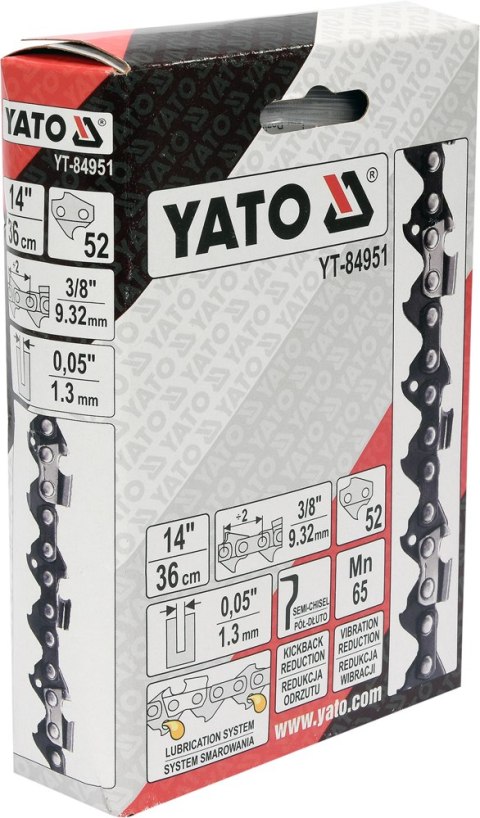 ŁAŃCUCH TNĄCY DO PILARKI 14'' 3/8' 1.3MM 52Z YATO ŁAŃCUCH TNĄCY DO PILARKI 14'' 3/8' 1.3MM 52Z YATO
