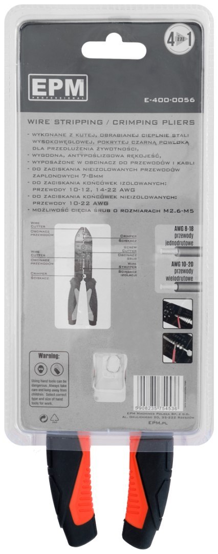 SZCZYPCE ZACISKANIA KONEKTORÓW 4W1 215MM INDUSTRIAL GRADE EPM SZCZYPCE ZACISKANIA KONEKTORÓW 4W1 215MM INDUSTRIAL GRADE EPM