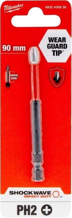 BIT, GROT, KOŃCÓWKA SHOCKWAVE PH2 90MM 1 SZT. MILWAUKEE BIT, GROT, KOŃCÓWKA SHOCKWAVE PH2 90MM 1 SZT. MILWAUKEE