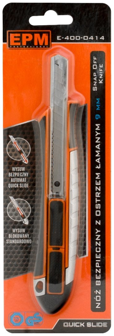 NÓŻ, NOŻYK Z OSTRZEM ŁAMANYM ALUMINIOWY BEZPIECZNY 9MM EPM NÓŻ, NOŻYK Z OSTRZEM ŁAMANYM ALUMINIOWY BEZPIECZNY 9MM EPM