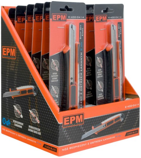 NÓŻ, NOŻYK Z OSTRZEM ŁAMANYM ALUMINIOWY BEZPIECZNY 9MM EPM NÓŻ, NOŻYK Z OSTRZEM ŁAMANYM ALUMINIOWY BEZPIECZNY 9MM EPM