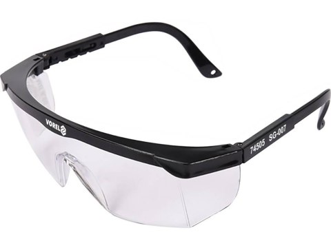 OKULARY OCHRONNE BEZBARWNE Z REGULOWANYMI ZAUSZNIKAMI VOREL OKULARY OCHRONNE BEZBARWNE Z REGULOWANYMI ZAUSZNIKAMI VOREL