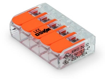 SZYBKOZŁĄCZKA 5X0,2-4MM2 TRANSPARENTNA/POMARAŃCZOWA 221-415 UN SZYBKOZŁĄCZKA 5X0,2-4MM2 TRANSPARENTNA/POMARAŃCZOWA 221-415 UN