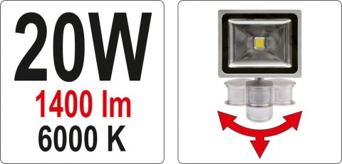 REFLEKTOR DIODOWY Z CZUJNIKIEM RUCHU 20W YATO REFLEKTOR DIODOWY Z CZUJNIKIEM RUCHU 20W YATO