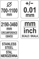 TAŚMA DO POMIARU ŚREDNICY I OBWODU2190-3460/0,1MM NIERDZEWNA YATO