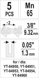 ZESTAW OGNIW DO ŁAŃCUCHA 3/8''/0.05'' YATO