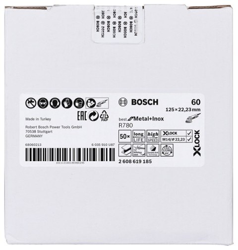 KRĄŻEK FIBROWY X-LOCK R780 GR. 60 125MM INOX BOSCH KRĄŻEK FIBROWY X-LOCK R780 GR. 60 125MM INOX BOSCH