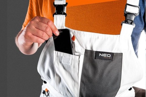 SPODNIE ROBOCZE NA SZELKACH BIAŁE HD ROZMIAR S/48 NEO SPODNIE ROBOCZE NA SZELKACH BIAŁE HD ROZMIAR S/48 NEO