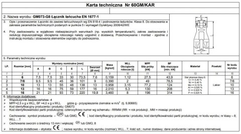 ŁĄCZNIK ŁAŃCUCHA GM073-G8 13 UN ŁĄCZNIK ŁAŃCUCHA GM073-G8 13 UN