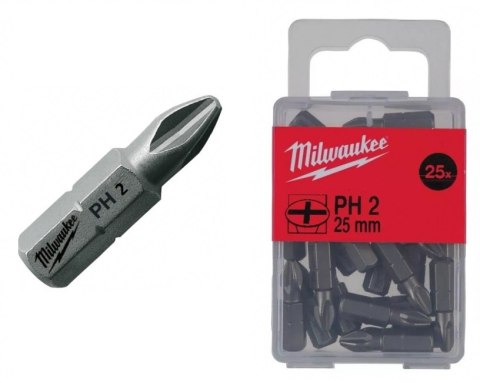 BIT, GROT, KOŃCÓWKA PH2 25MM 25 SZT. MILWAUKEE BIT, GROT, KOŃCÓWKA PH2 25MM 25 SZT. MILWAUKEE