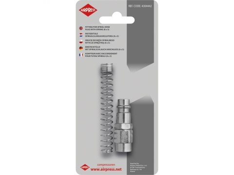 OKUCIE WĘŻA SPIRALNEGO 8*5 WTYK ZE SPRĘŻYNĄ AIRPRESS OKUCIE WĘŻA SPIRALNEGO 8*5 WTYK ZE SPRĘŻYNĄ AIRPRESS