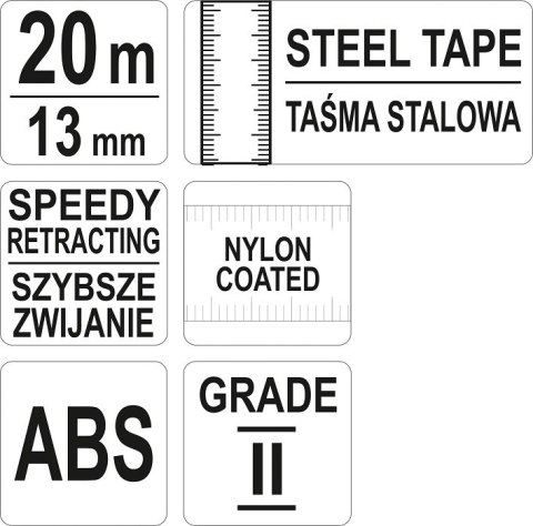 TAŚMA MIERNICZA STALOWA 20M YATO TAŚMA MIERNICZA STALOWA 20M YATO