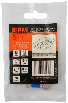 KOŃCÓWKA OCZKOWA IZOLOWANA 1.5-2.5MM 2/5MM 10 SZTUK EPM