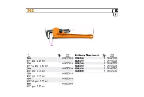 KLUCZ DO RUR WZMOCNIONY 1,1/2'' BETA KLUCZ DO RUR WZMOCNIONY 1,1/2'' BETA