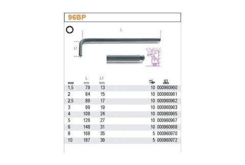KLUCZ TRZPIENIOWY KULISTY 2.5MM BETA KLUCZ TRZPIENIOWY KULISTY 2.5MM BETA