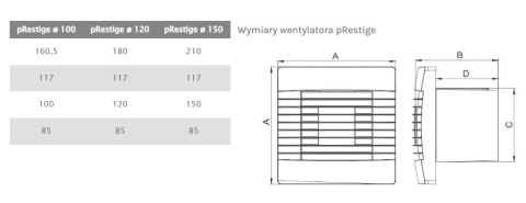 WENTYLATOR ŁAZIENKOWY PRESTIGE 150 ZG S, ŻALUZJA, STANDARD AIR ROXY WENTYLATOR ŁAZIENKOWY PRESTIGE 150 ZG S, ŻALUZJA, STANDARD AIR ROXY