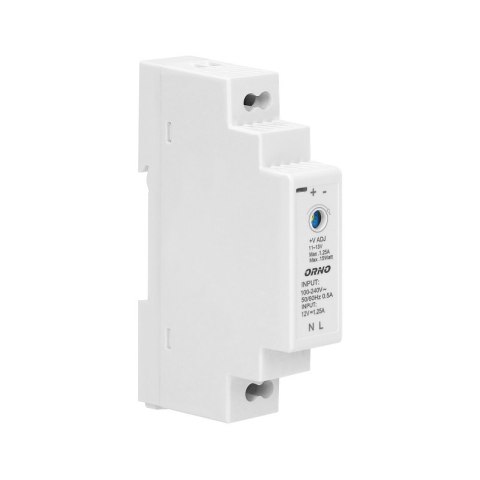 ZASILACZ NA SZYNĘ DIN 12VDC, 1,25A, 15W, SZEROKOŚĆ 1 MODUŁ ORNO ZASILACZ NA SZYNĘ DIN 12VDC, 1,25A, 15W, SZEROKOŚĆ 1 MODUŁ ORNO