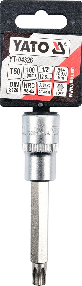KLUCZ TRZPIENIOWY TORX 1/2'' T50 100MM YATO KLUCZ TRZPIENIOWY TORX 1/2'' T50 100MM YATO