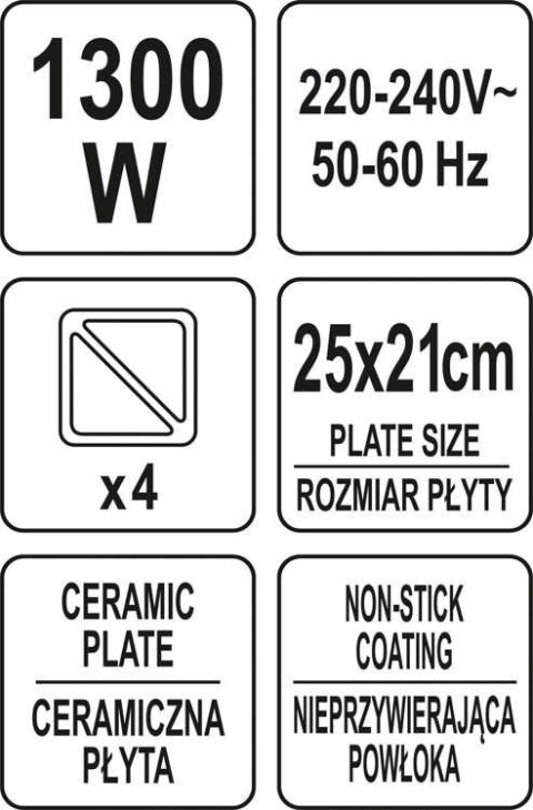 OPIEKACZ 1300W, CERAMICZNA PŁYTA LUND OPIEKACZ 1300W, CERAMICZNA PŁYTA LUND