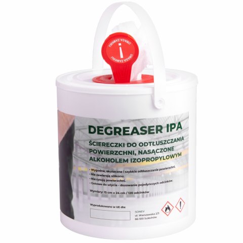 ŚCIERECZKI SONEX DEGREASER IPA, WIADERKO 120 LISTKÓW SONEX ŚCIERECZKI SONEX DEGREASER IPA, WIADERKO 120 LISTKÓW SONEX