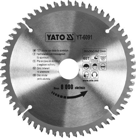 TARCZA WIDIOWA DO ALUMINIUM 200*30MM 60 ZĘBÓW YATO TARCZA WIDIOWA DO ALUMINIUM 200*30MM 60 ZĘBÓW YATO