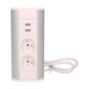 GNIAZDO MEBLOWE 2X2P+Z+USB BIAŁO-SREBRNE ORNO