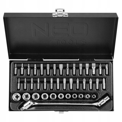 ZESTAW KLUCZY NASADOWYCH 1/4'' 41 CZĘŚCI NEO TOOLS – WALIZKA ZESTAW KLUCZY NASADOWYCH 1/4'' 41 CZĘŚCI NEO TOOLS – WALIZKA
