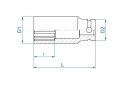 NASADKA DŁUGA UDAROWA 1/2'' 19MM 12-KĄTNA KING TONY