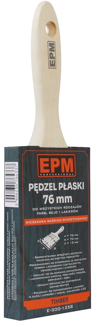 PĘDZEL ANGIELSKI PŁASKI TIMBER 76MM 3'' EPM PĘDZEL ANGIELSKI PŁASKI TIMBER 76MM 3'' EPM