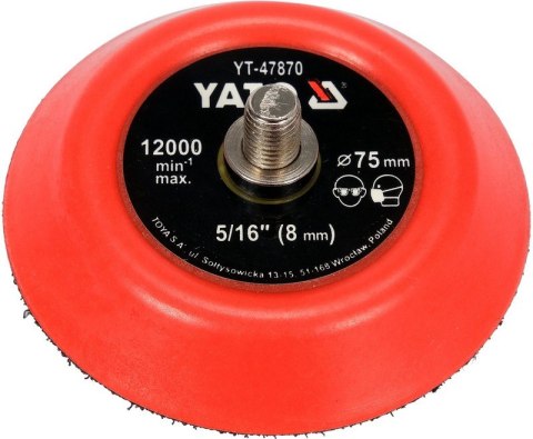 TALERZ POLERSKI 75MM Z RZEPEM M8 YATO TALERZ POLERSKI 75MM Z RZEPEM M8 YATO