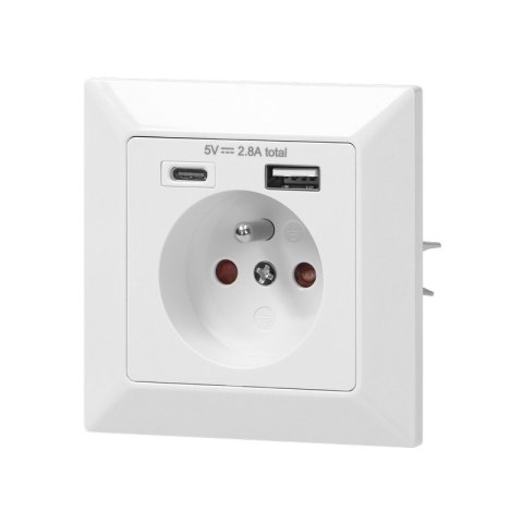 GNIAZDO POJEDYNCZE 2P+Z USB-A + USB-C WYJŚCIE ORNO GNIAZDO POJEDYNCZE 2P+Z USB-A + USB-C WYJŚCIE ORNO