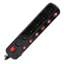 LISTWA ZASILAJĄCA 'MULTISWITCH', 6X2P+Z, KABEL 3X1,0M CZARNY ORNO