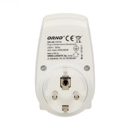 ŚCIEMNIACZ Z GNIAZDEM 2P+Z MAX 280W ORNO ŚCIEMNIACZ Z GNIAZDEM 2P+Z MAX 280W ORNO