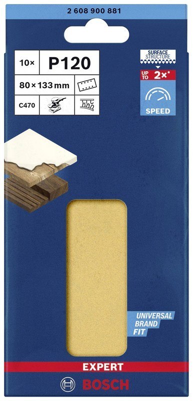 ARKUSZE ŚCIERNE EXPERT EXC470 80*133MM P120 10PC BOSCH ARKUSZE ŚCIERNE EXPERT EXC470 80*133MM P120 10PC BOSCH