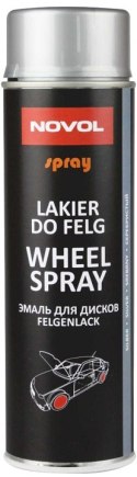 Lakier do felg NOVOL 500 ml srebrny szybkoschnący dysza FAN
