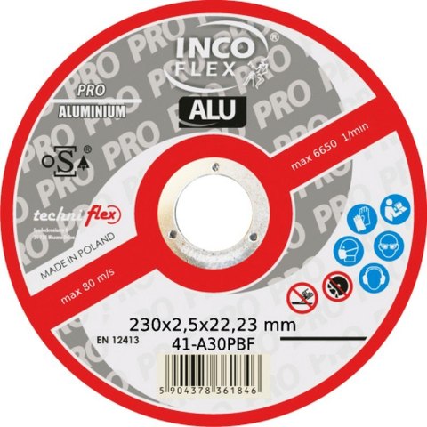 TARCZA PŁASKA T1A 230*2.5*22,23 A30P-BF80 ALUMINIUM PRO TECHNIFLEX TARCZA PŁASKA T1A 230*2.5*22,23 A30P-BF80 ALUMINIUM PRO TECHNIFLEX