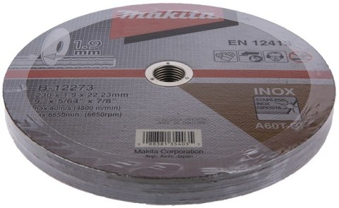 TARCZA TNĄCA CIENKA DO METALU 230MM*1.9*22MM A60T 10PC MAKITA TARCZA TNĄCA CIENKA DO METALU 230MM*1.9*22MM A60T 10PC MAKITA