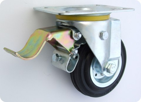 KOŁO METAL-GUMA 125MM OBUDOWA SKRĘTNA+HAMULEC 25H KOŁO METAL-GUMA 125MM OBUDOWA SKRĘTNA+HAMULEC 25H