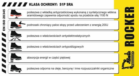 PÓŁBUTY BEZPIECZNE VERDE S1P SRA ROZMIAR 45 ROCKER PÓŁBUTY BEZPIECZNE VERDE S1P SRA ROZMIAR 45 ROCKER