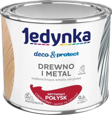 JEDYNKA DECO&PROTECT DREWNO I METAL SATYNA CZERWONA 0,2L JEDYNKA JEDYNKA DECO&PROTECT DREWNO I METAL SATYNA CZERWONA 0,2L JEDYNKA