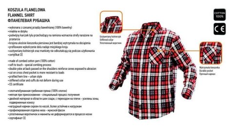 KOSZULA FLANELOWA KRATA CZERWONO-CZARNO-BIAŁA ROZMIAR M NEO KOSZULA FLANELOWA KRATA CZERWONO-CZARNO-BIAŁA ROZMIAR M NEO